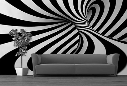 3d fototapety - čiernobiela špirála