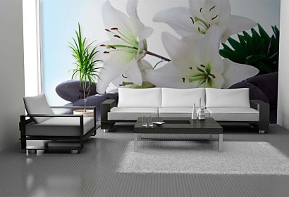 Fototapeta Spa still life Lily and Zen pebbles 24377