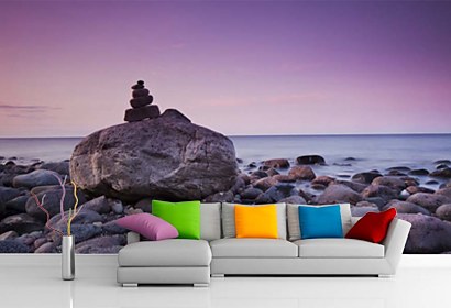 Fototapeta Sunset on the stone beach 24081