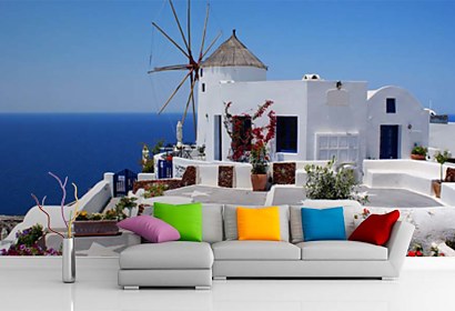 Fototapeta Veterný mlyn Santorini, Grécko 24308