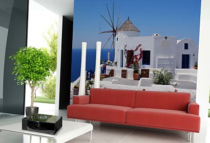 Fototapeta Veterný mlyn Santorini, Grécko 24308