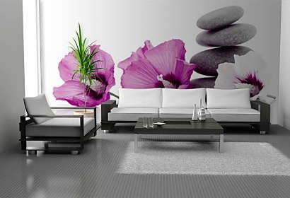 Fototapeta Zen stone pyramid with flowers 24392