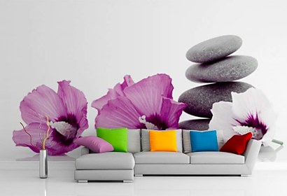 Fototapeta Zen stone pyramid with flowers 24392