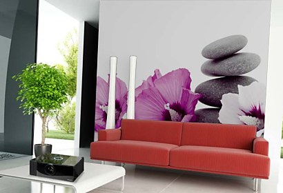 Fototapeta Zen stone pyramid with flowers 24392