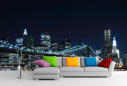 Obývačky s fototapetami New Yorku