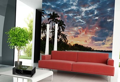 vinylová tapeta s palmami a plážou