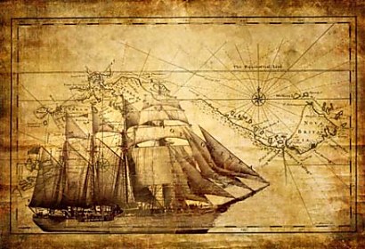 samolepiaca tapeta - mapa s plachetnicou