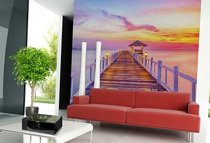 Fototapeta Drevený most pri západe slnka 24741