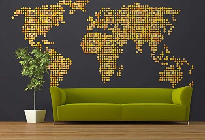 Fototapeta Gold World Map 24778