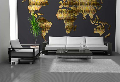 Fototapeta Gold World Map 24778