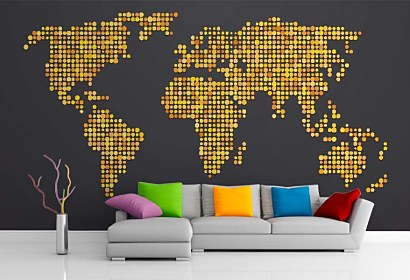 Fototapeta Gold World Map 24778