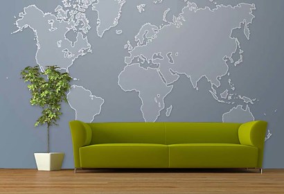 Fototapeta World Map Grey 24806