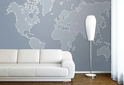 Fototapeta World Map Grey 24806