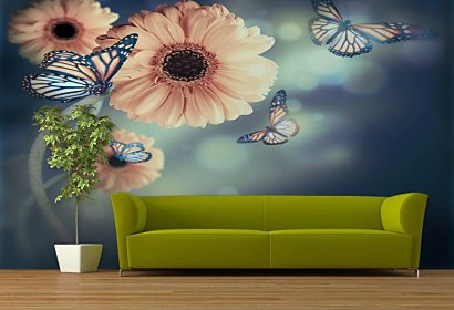 fototapety flowers and butterflies