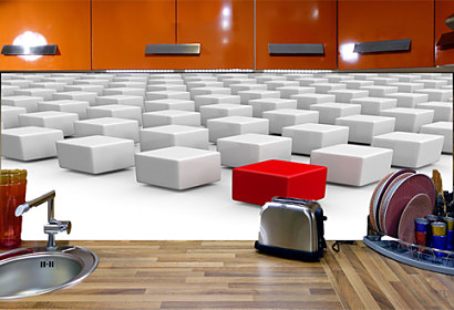 Red and white 3d cubes - Fototapeta 24875