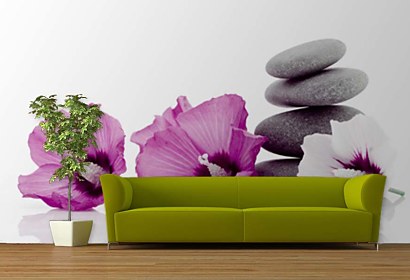 Fototapeta Zen stone pyramid with flowers 24392
