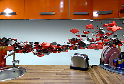 3D cubes wave red black - Fototapeta 28211
