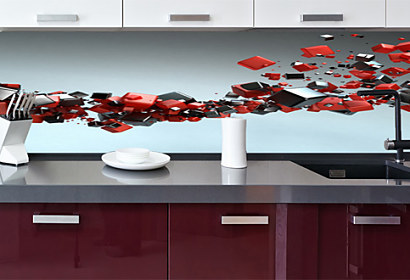 3D cubes wave red black - Fototapeta 28211