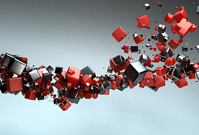 3D cubes wave red black - Fototapeta 28211