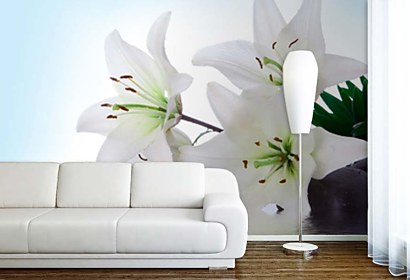 Fototapeta Spa still life Lily and Zen pebbles 24377
